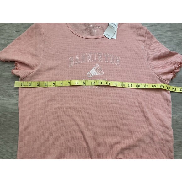 American Eagle soft Pink Badminton Club Graphic Thermal Crop Tee Team Club XL - Picture 3 of 7